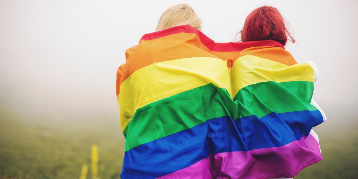 lgbt couple in flag