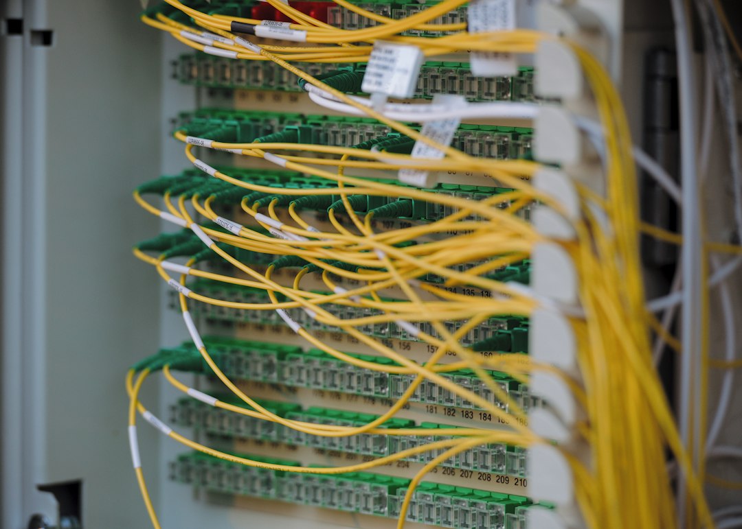 Fiber optic network cables in a data center